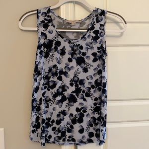 Blue Floral, Mixed Media Tank
